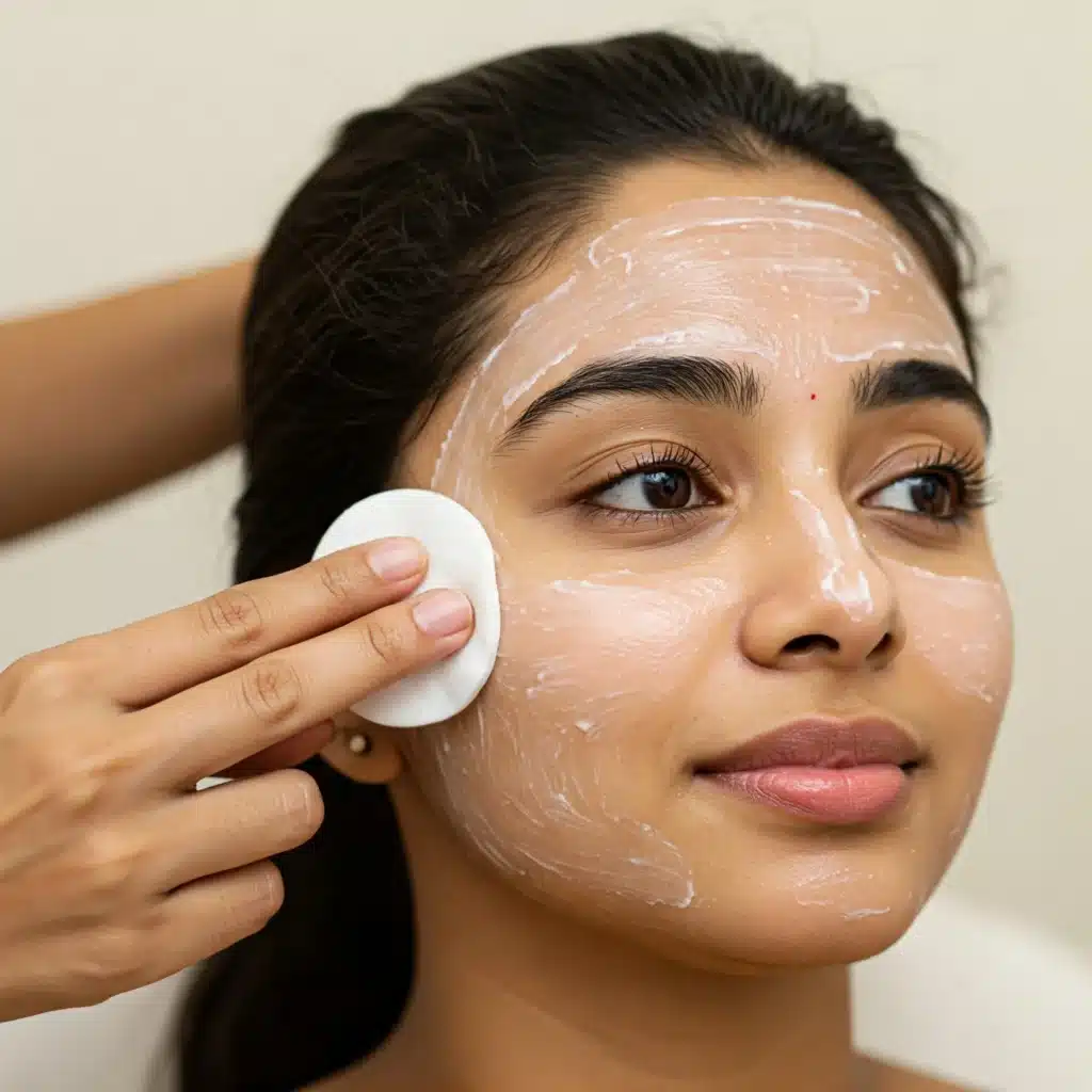 client having face cleanup