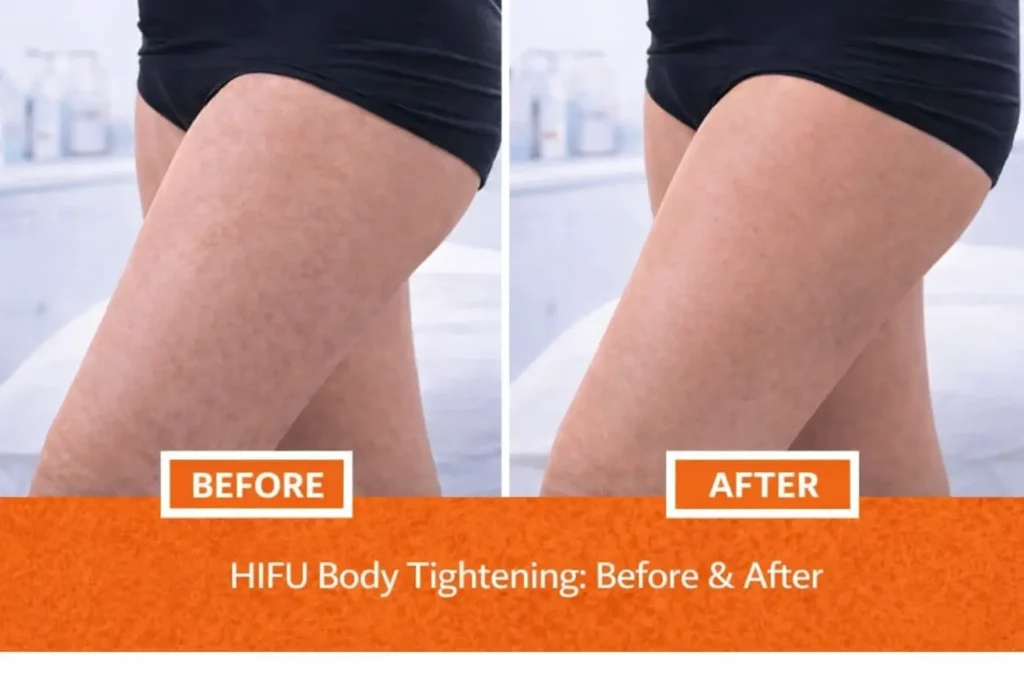 HIFU body tightening results comparison at vivo body & skin clinic