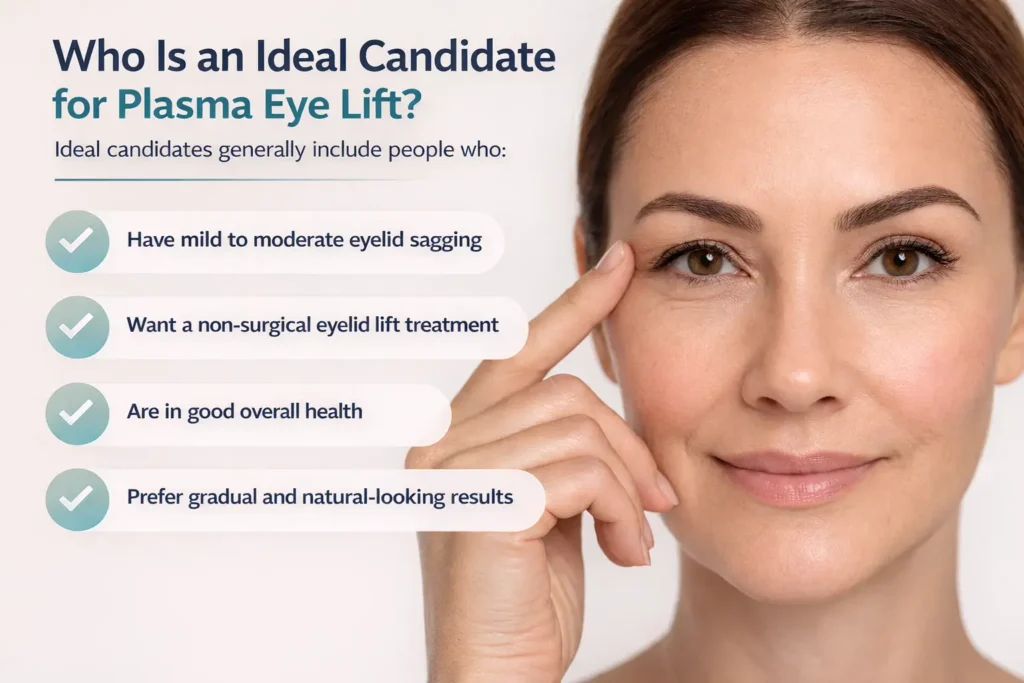 The delicate skin around the eyes is usually the first area to show visible signs of ageing. Reduced collagen production, sun exposure, and lifestyle factors can cause eyelid skin to become loose and wrinkled over time. This often results in hooded eyelids, fine lines and a tired appearance. Because of this, many individuals researching aesthetic treatments search for plasma eye lift before and after results to understand how effective the procedure can be. These visual comparisons help people see how the treatment tightens loose eyelid skin and rejuvenates the eye area. A plasma eye lift is a non surgical procedure that uses controlled plasma energy to stimulate collagen production and skin tightening. Instead of removing skin surgically, the treatment encourages the body’s natural healing response, which gradually improves skin firmness and elasticity. At VIVO Body & Skin Clinic, plasma treatments are performed using advanced technology by experienced professionals who focus on safe procedures and natural-looking results. What Is a Plasma Eye Lift? A plasma eye lift is a non surgical treatment designed to tighten loose eyelid skin using plasma energy. The procedure works by stimulating fibroblast cells in the skin, which are responsible for producing collagen and elastin. Unlike surgical eyelid lifts, this treatment does not require incisions or stitches. Instead, a specialised device delivers controlled plasma energy to the skin surface, triggering natural regeneration and tightening. The treatment is commonly recommended for people who experience: Mild to moderate eyelid sagging Wrinkles around the eyes Loose upper eyelid skin Hooded eyelids caused by ageing Because it improves skin firmness without surgery, the procedure is widely considered an effective non surgical eyelid lift treatment. Plasma Eye Lift Before and After: Understanding the Visible Results When researching cosmetic procedures, many people rely on plasma eye lift before and after comparisons to evaluate potential outcomes. These results illustrate how the skin changes after collagen stimulation and tissue tightening. Before treatment, individuals may notice drooping eyelids, fine wrinkles or excess skin that creates a heavy look around the eyes. After treatment, the eyelid area typically appears firmer and smoother. Patients often observe improvements such as: Tighter upper eyelid skin Reduction in hooded eyelids Smoother texture around the eyes A brighter and refreshed appearance The transformation does not happen instantly. Instead, improvements appear gradually as collagen production increases over time. Plasma Eye Lift Before and After Results Timeline Understanding the healing process helps patients set realistic expectations for plasma eye lift before and after results. Immediately After Treatment Small carbon crusts form on the treated area and mild swelling may occur. This is a normal part of the healing process. First Week Within several days, the crusts begin to fall off naturally. As the skin heals, tightening effects start becoming visible. Weeks Three to Six During this phase, collagen production increases and the skin becomes firmer. Many patients begin noticing visible improvement. Weeks Eight to Twelve Final results develop during this stage. The complete plasma eye lift results timeline shows the full tightening effect as the skin continues to regenerate. How Plasma Eye Lift Treatment Works Plasma fibroblast treatments rely on a technology that converts atmospheric gas into plasma energy. This energy creates tiny micro injuries on the skin surface without cutting the skin. These micro points trigger the body's natural healing response, stimulating collagen and elastin production. The typical treatment process includes: The skin is cleansed and numbing cream is applied. The practitioner uses a plasma device to deliver controlled energy to the eyelids. Small micro dots appear on the treated skin. The body begins producing new collagen during healing. This gradual regeneration process leads to visible skin tightening and rejuvenation. Benefits of Plasma Eye Lift Treatment The growing popularity of plasma fibroblast procedures is largely due to the advantages they offer compared to traditional surgery. The treatment provides several benefits: Improves eyelid firmness without surgery Stimulates natural collagen production Requires minimal downtime Produces gradual and natural looking results Many plasma eye lift reviews highlight the fact that the treatment enhances skin texture while maintaining natural facial expressions. Plasma Eye Lift vs Surgical Eyelid Lift Patients often compare plasma eye lift before and after outcomes with surgical eyelid lifts to decide which option suits their needs. Feature Plasma Eye Lift Surgical Eyelid Lift Procedure Type Non surgical Surgical Incisions None Required Downtime Few days Several weeks Anaesthesia Topical Local or general Results Gradual improvement Immediate change Risk Level Lower Higher surgical risks While surgery may be necessary for severe skin laxity, plasma treatments are often suitable for mild to moderate concerns. Plasma Eye Lift Cost: What Influences Pricing The plasma eye lift cost can vary depending on several factors, including the clinic's expertise, treatment technology and the complexity of the procedure. Some of the most common factors influencing cost include: Experience of the practitioner Severity of eyelid laxity Number of treatment sessions required Location and reputation of the clinic A consultation allows practitioners to assess the skin condition and recommend the most appropriate treatment plan. Who Is an Ideal Candidate for Plasma Eye Lift? A plasma eye lift is most suitable for individuals who want to improve eyelid firmness without surgery. The treatment works best for people experiencing early signs of ageing or mild skin laxity. Ideal candidates generally include people who: Have mild to moderate eyelid sagging Want a non surgical eyelid lift treatment Are in good overall health Prefer gradual and natural-looking results Plasma Eye Lift Recovery Time The plasma eye lift recovery time is relatively short compared to surgical eyelid treatments. Most patients experience mild swelling and crust formation for a few days after the procedure. During recovery, it is important to follow proper aftercare guidelines. Patients are typically advised to avoid direct sun exposure, keep the treated area clean and allow the crusts to fall off naturally. In most cases, the skin heals within one week, although mild redness may remain for a short period. Proper aftercare plays an important role in achieving optimal plasma eye lift before and after results. Are Plasma Eye Lift Results Permanent? Although the results are long lasting, they are not permanent because the natural ageing process continues. Many individuals enjoy visible improvements for several years before considering maintenance treatments. Maintaining healthy skincare habits, sun protection and a balanced lifestyle can help prolong the results. Why Choose VIVO Body & Skin Clinic for Plasma Eye Lift Choosing a reputable clinic is essential when undergoing aesthetic treatments. At VIVO Body & Skin Clinic, patients receive personalised care and professional guidance throughout the treatment process. The clinic focuses on safe procedures and natural looking results that enhance facial features without overcorrection. Patients choose VIVO Body & Skin Clinic for several reasons: Experienced aesthetic practitioners Advanced plasma technology Personalised treatment plans Safe and hygienic environment Focus on natural rejuvenation These factors help ensure safe procedures and effective plasma eye lift before and after outcomes. Book Your Consultation at VIVO Body & Skin Clinic Ageing around the eyes can affect overall facial appearance and confidence. Treatments such as plasma fibroblast technology offer a modern solution for tightening loose eyelid skin without surgery. By reviewing plasma eye lift before and after results, individuals can better understand how the procedure improves eyelid firmness and skin texture. Because the treatment stimulates natural collagen production, results appear gradually and look natural. If you are considering a plasma eye lift before and after transformation, the experienced professionals at VIVO Body & Skin Clinic can help you achieve safe and natural looking results. Schedule a consultation today to discuss your concerns, understand the treatment process and receive a personalised plan designed to rejuvenate your eye area. FAQs What do plasma eye lift before and after results show? Plasma eye lift before and after results show how the skin around the eyelids improves following the treatment. Before the procedure, the eyelid area may appear loose, wrinkled or slightly droopy. After the treatment and healing period, the skin usually looks tighter, smoother and more lifted. These comparisons help patients understand the realistic improvements that plasma fibroblast eyelid tightening can provide. How long does it take to see plasma eye lift results? Initial tightening may appear within a few weeks, while full results usually develop within 8 to 12 weeks. Is plasma eye lift painful? Most patients experience minimal discomfort because numbing cream is applied before the procedure. How long does plasma eye lift recovery take? The typical plasma eye lift recovery time is about 5 to 7 days for crust healing. What is the average plasma eye lift cost? The plasma eye lift cost varies depending on clinic expertise, treatment complexity and number of sessions required. Are plasma eye lift results permanent? Results are long lasting but not permanent because skin continues to age naturally. Can plasma eye lift reduce hooded eyelids? Yes, the treatment can improve mild to moderate hooded eyelids by tightening loose skin. What do plasma eye lift reviews say? Many plasma eye lift reviews highlight improved eyelid tightness and minimal downtime. Who is a good candidate for plasma eye lift? People with mild to moderate eyelid sagging who prefer non surgical treatments are usually good candidates. Is plasma eye lift safer than surgery? Plasma eye lift is non surgical and generally has fewer risks than surgical eyelid procedures. How many sessions are required? Many patients achieve results with one session, although additional sessions may sometimes be recommended. Can plasma eye lift treat wrinkles around the eyes? Yes, the treatment stimulates collagen production which helps reduce fine lines. Is VIVO Body & Skin Clinic suitable for plasma eye lift treatment? Yes, VIVO Body & Skin Clinic offers advanced plasma technology and experienced practitioners to ensure safe and effective treatments. Why choose VIVO Body & Skin Clinic for plasma eye lift? The clinic provides personalised consultations, professional expertise and advanced equipment for optimal results. How can I book a plasma eye lift consultation at VIVO Body & Skin Clinic? You can contact VIVO Body & Skin Clinic directly to schedule a consultation and receive a personalised treatment plan