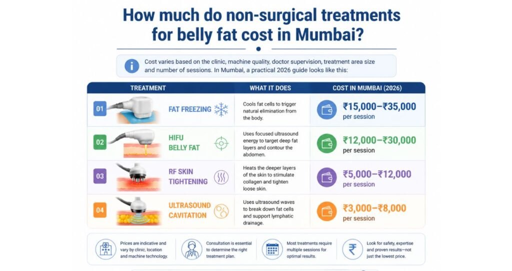 How much do non surgical treatments for belly fat cost in Mumbai