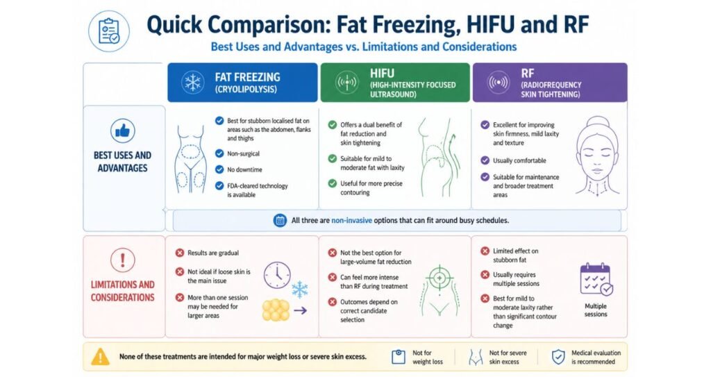 Quick Comparison Fat Freezing HIFU and Radio Frequency