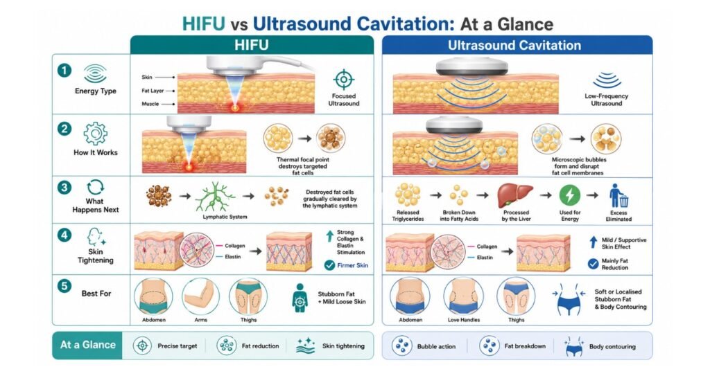 HIFU vs Ultrasound Cavitation At a Glance