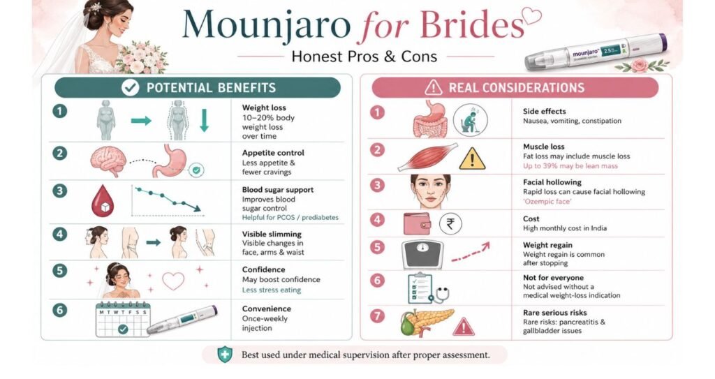 Mounjaro for Pre-Wedding Weight Loss: Safe Use & Risks 3 Mounjaro for Brides Honest Pros and Cons