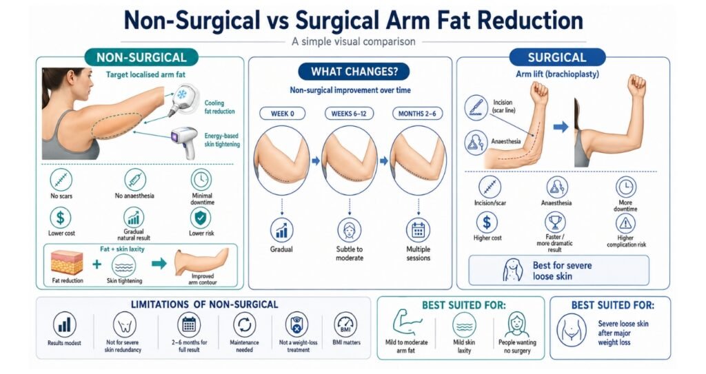 Non Surgical vs Surgical Arm Fat Reduction