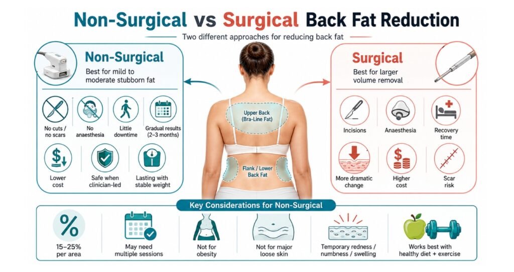 Non-Surgical Back Fat Reduction in India: Safe Treatments 4 Non Surgical vs Surgical Back Fat Reduction