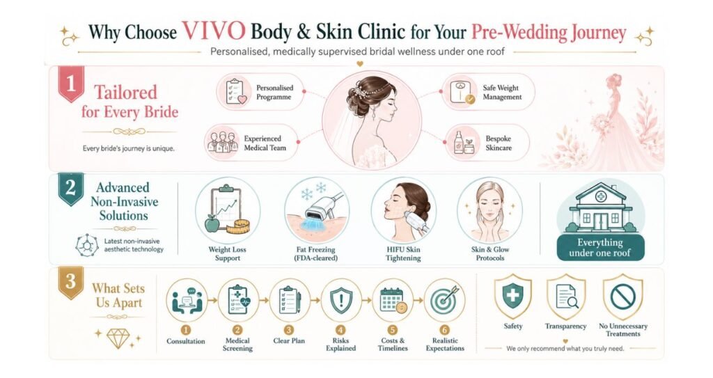 Mounjaro for Pre-Wedding Weight Loss: Safe Use & Risks 5 Why Choose VIVO Body Skin Clinic for Your Pre Weddi Journey