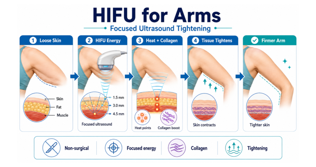 Non-Surgical Arm & Shoulder Lift After Weight Loss in India (2026) 4 HIFU for Arms Focused Ultrasound Tightening