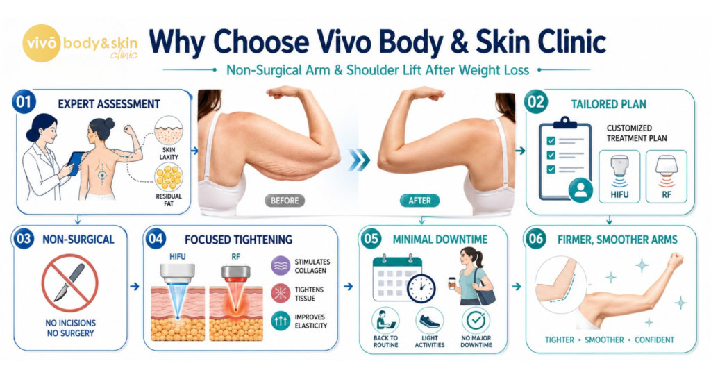 Non-Surgical Arm & Shoulder Lift After Weight Loss in India (2026) 8 Why Choose Vivo Body Skin Clinic For Non Surgical Arm Shoulder Lift After Weight Loss