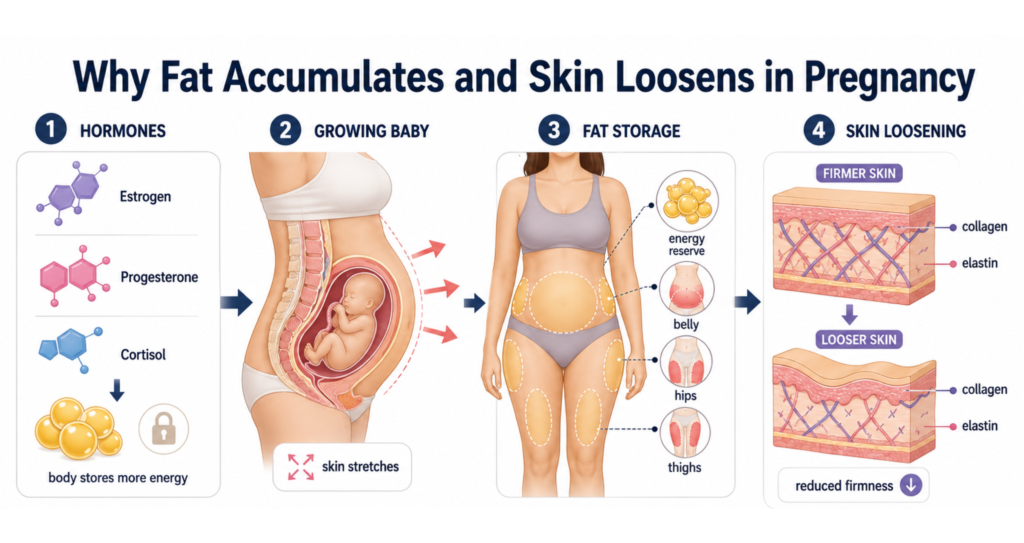 Post-Pregnancy Thigh & Hip Contouring India: Non-Surgical Options 2 Why Fat Accumulates and Skin Loosens Pregnancy