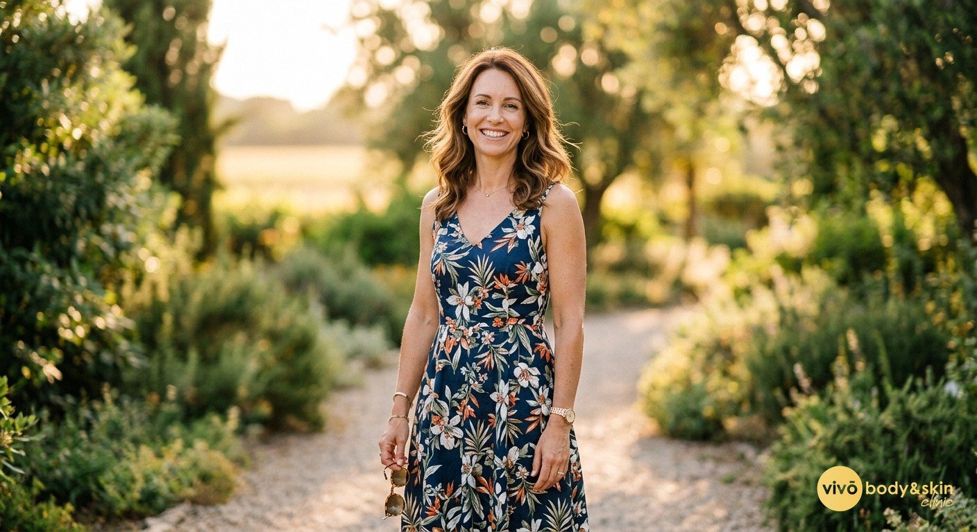 Non-Surgical Arm & Shoulder Lift After Weight Loss in India (2026) 7 Confident woman with toned arms enjoying the outdoors after non-surgical treatment