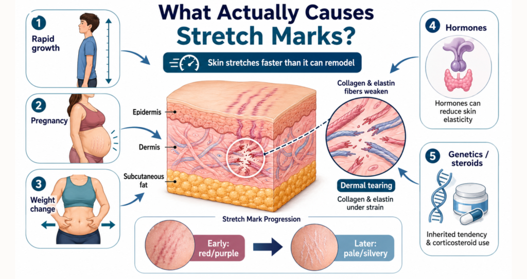 Non-Surgical Stretch Mark Reduction India: Complete Guide 2 What Actually Causes Stretch Marks