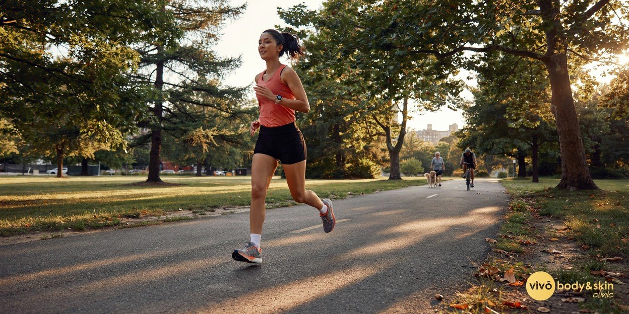 Cellulite Reduction Without Surgery in India: What Works 3 Woman exercising outdoors representing a healthy lifestyle that supports cellulite management
